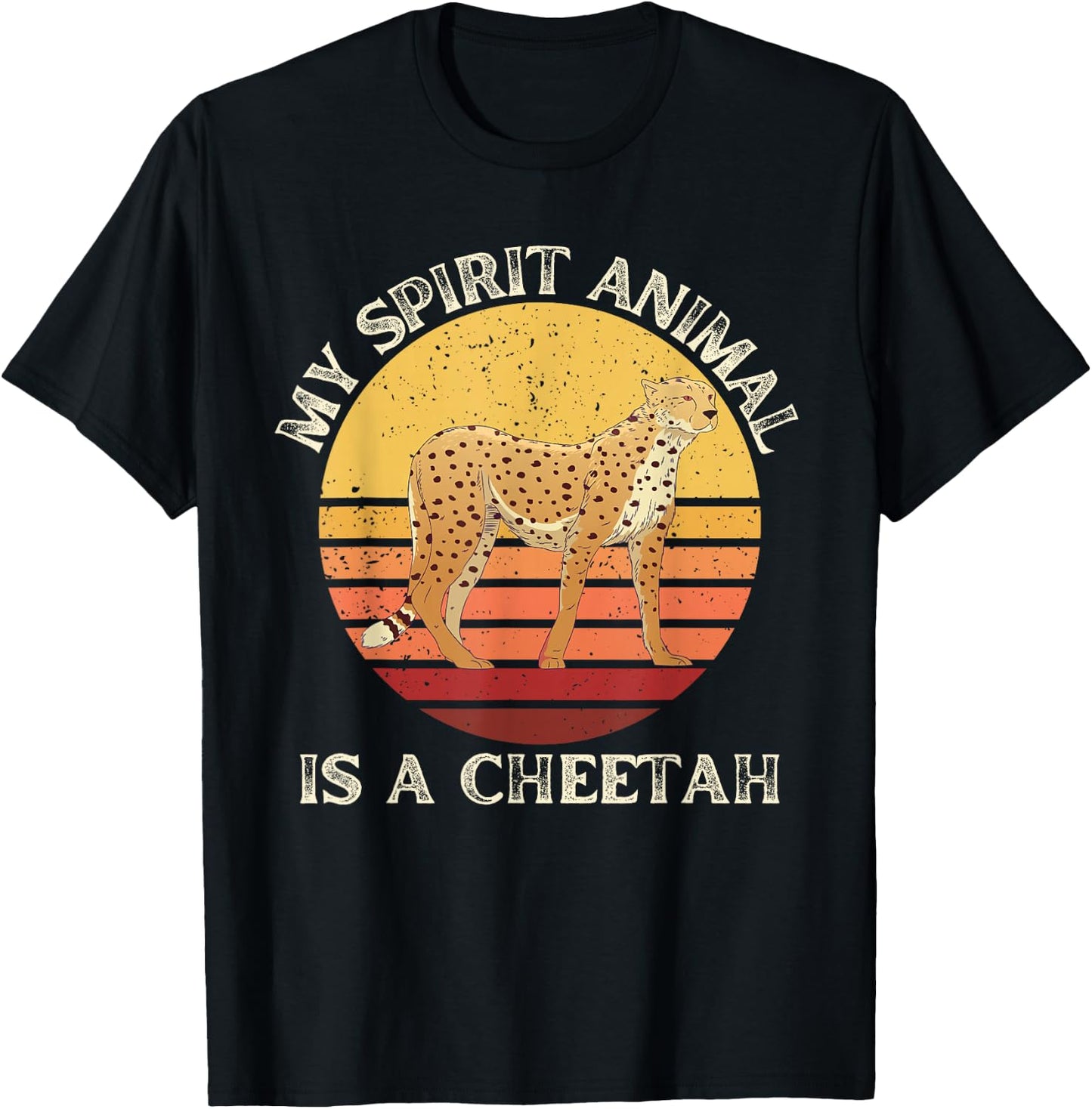 Vintage My Spirit Animal Is a Cheetah Lover Retro Cheetah T-Shirt - T-Shirt | Black