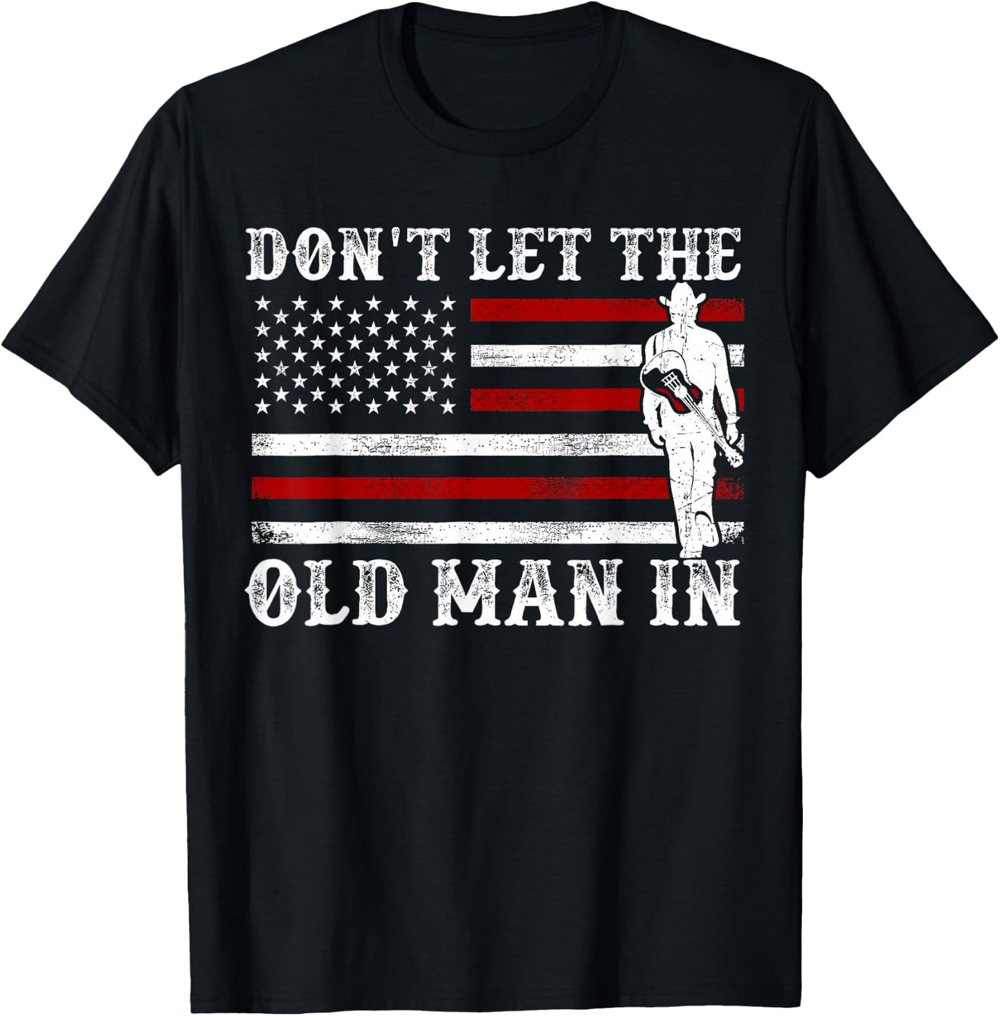 Don't Let The Old Man in Cowboy US Flag Women T-Shirt - T-Shirt | Black