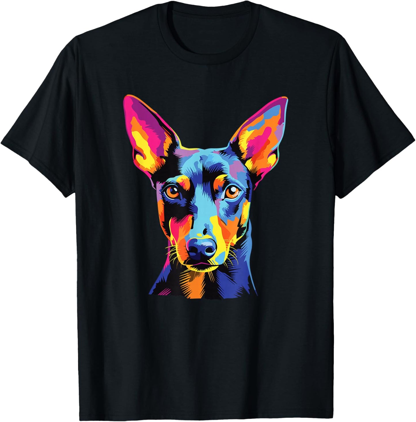 Watercolor Colorful Manchester Terrier Dog , Small, Black T-Shirt - T-Shirt | Black