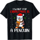 Penguin Lover -Adults Black Cartoon Christmas Birthday Modern Sweater Short Sleeve T-Shirt - T-Shirt | Black