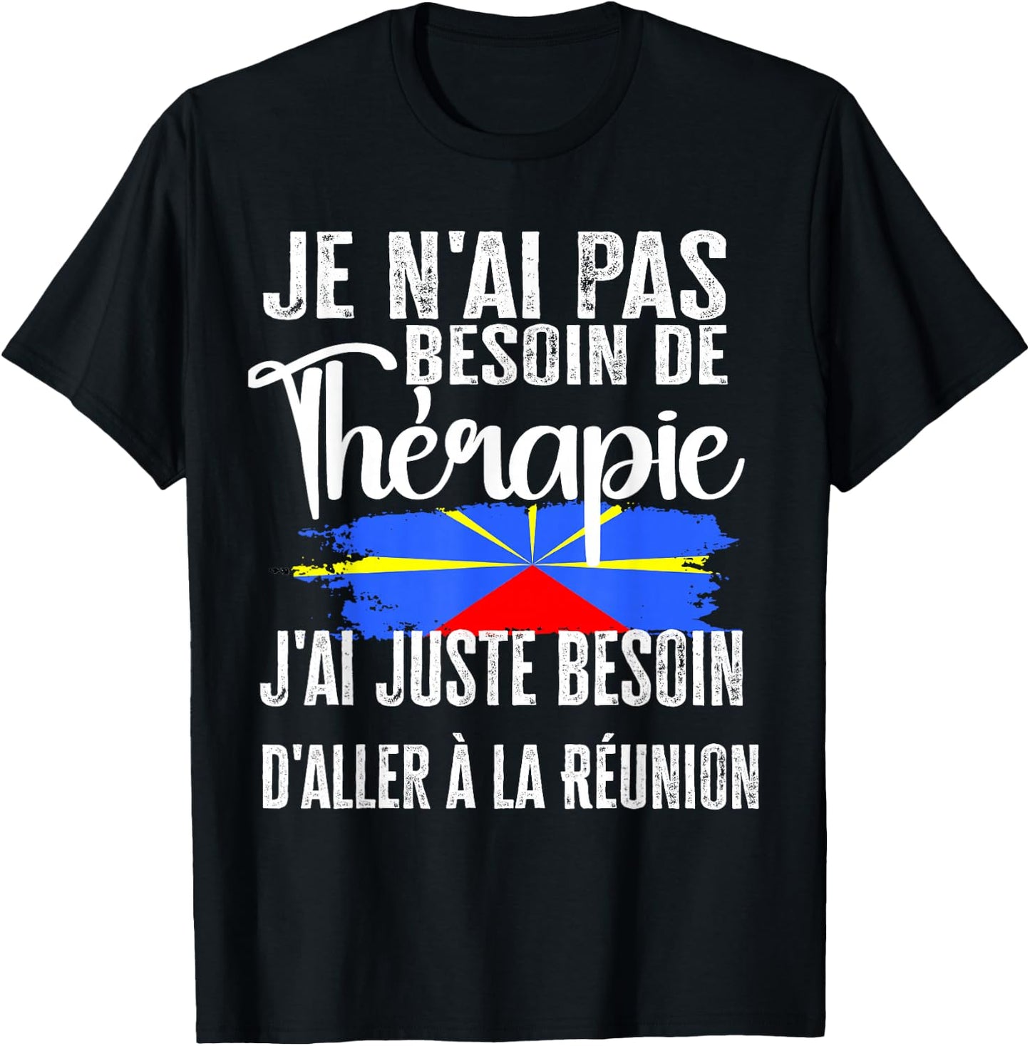 Reunion Island Gift 974 Therapy Flag Creole , Black, S T-Shirt - T-Shirt | Black