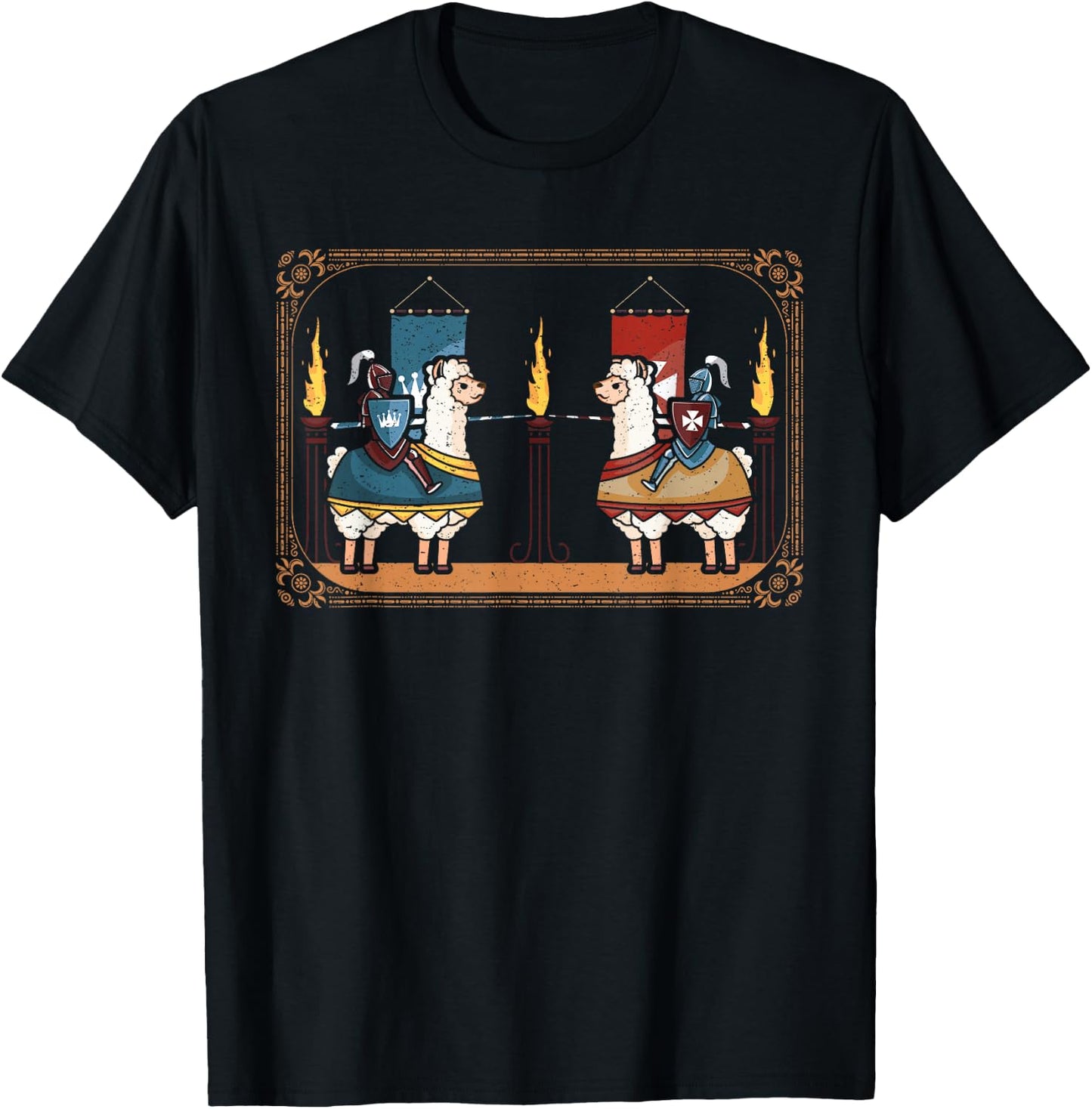 Ren Faire Medieval Lover Funny Knight Lama Llama Jousting T-Shirt - T-Shirt | Black