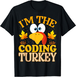 99 Gifts Thanksgiving Family Matching Pajamas - Thanksgiving I'm The Coding Turkey Matching - Adults - Black - Short Sleeve - Small - Classic Fit T-Shirt - T-Shirt | Black