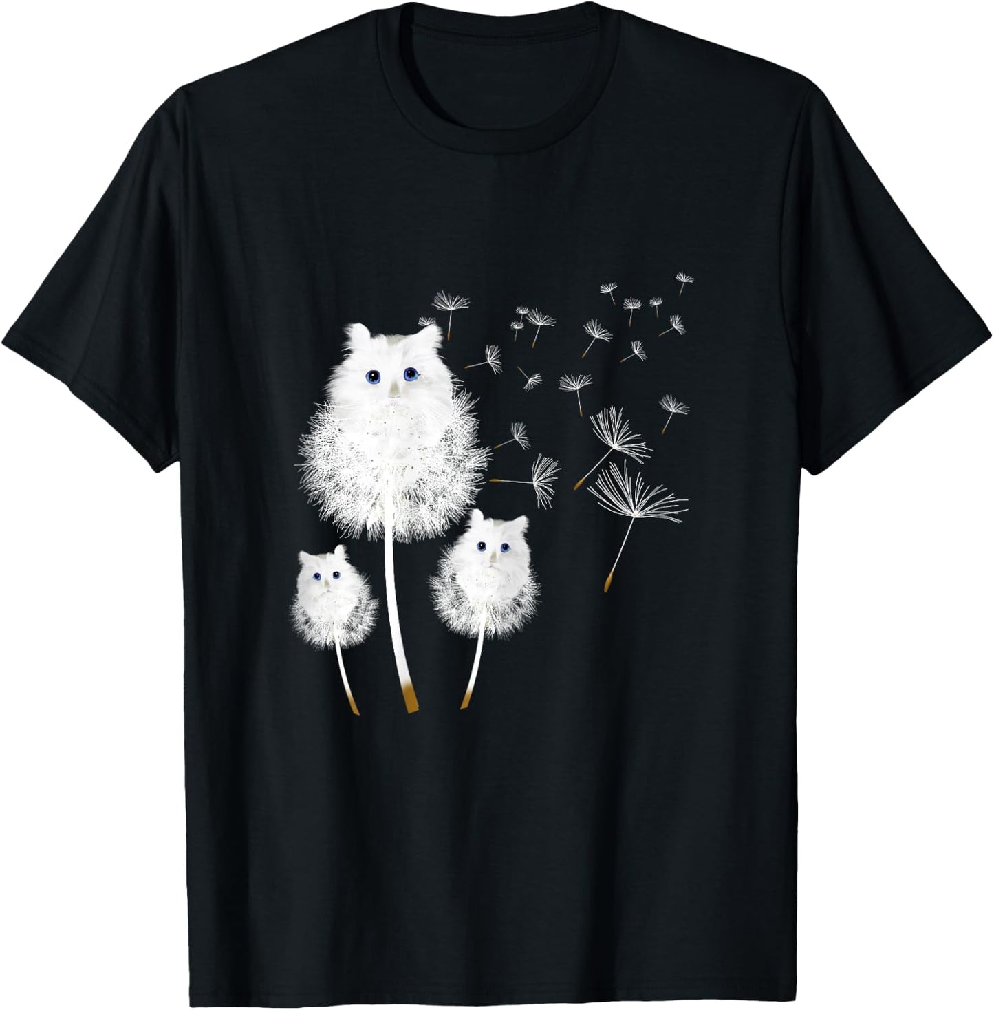 Cat Dandelion amazing Flower Cat lover design women girls T-Shirt - T-Shirt | Black