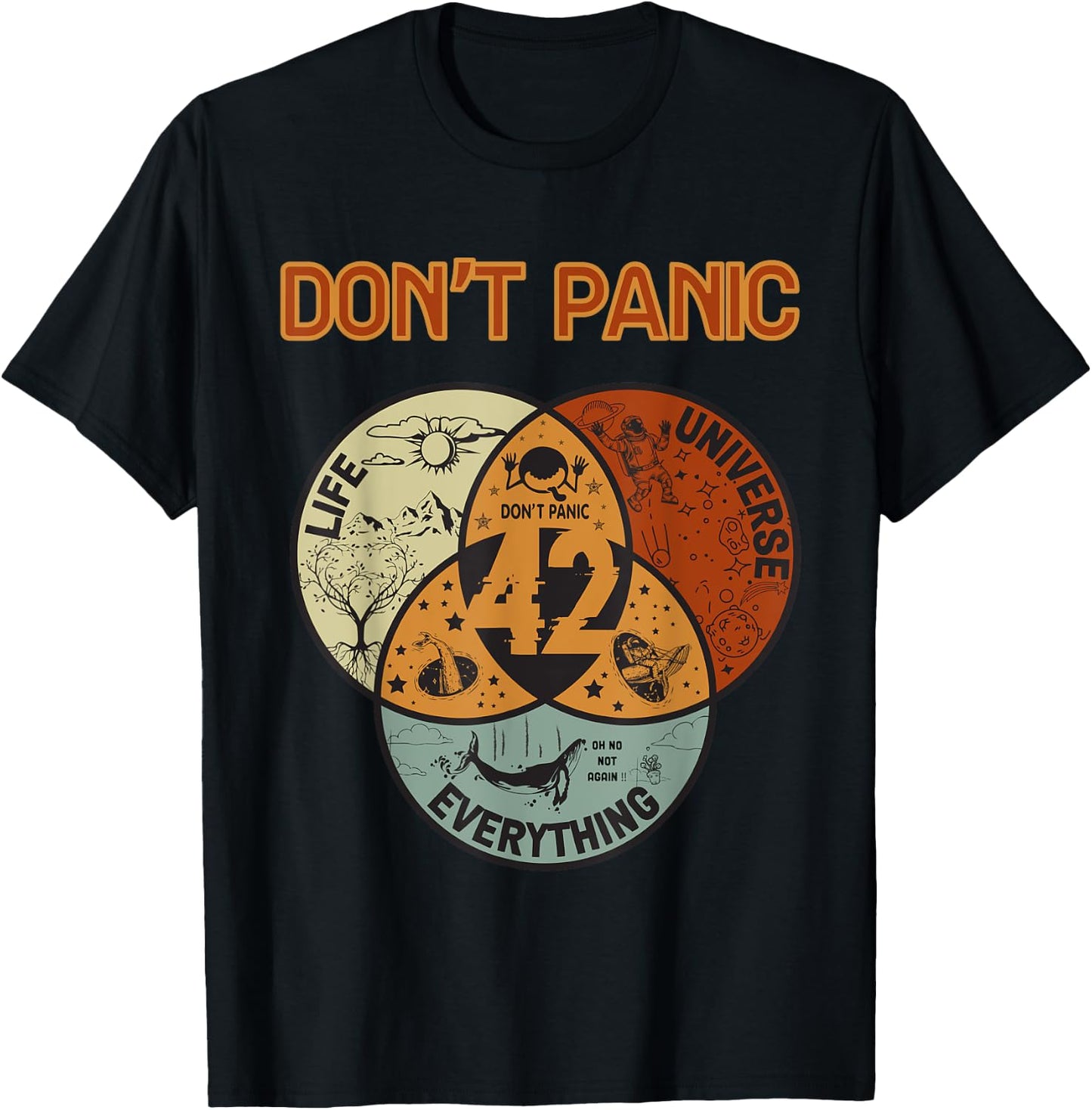42 Answer to Life The Universe And Everything Don't Panic T-Shirt - T-Shirt | Black