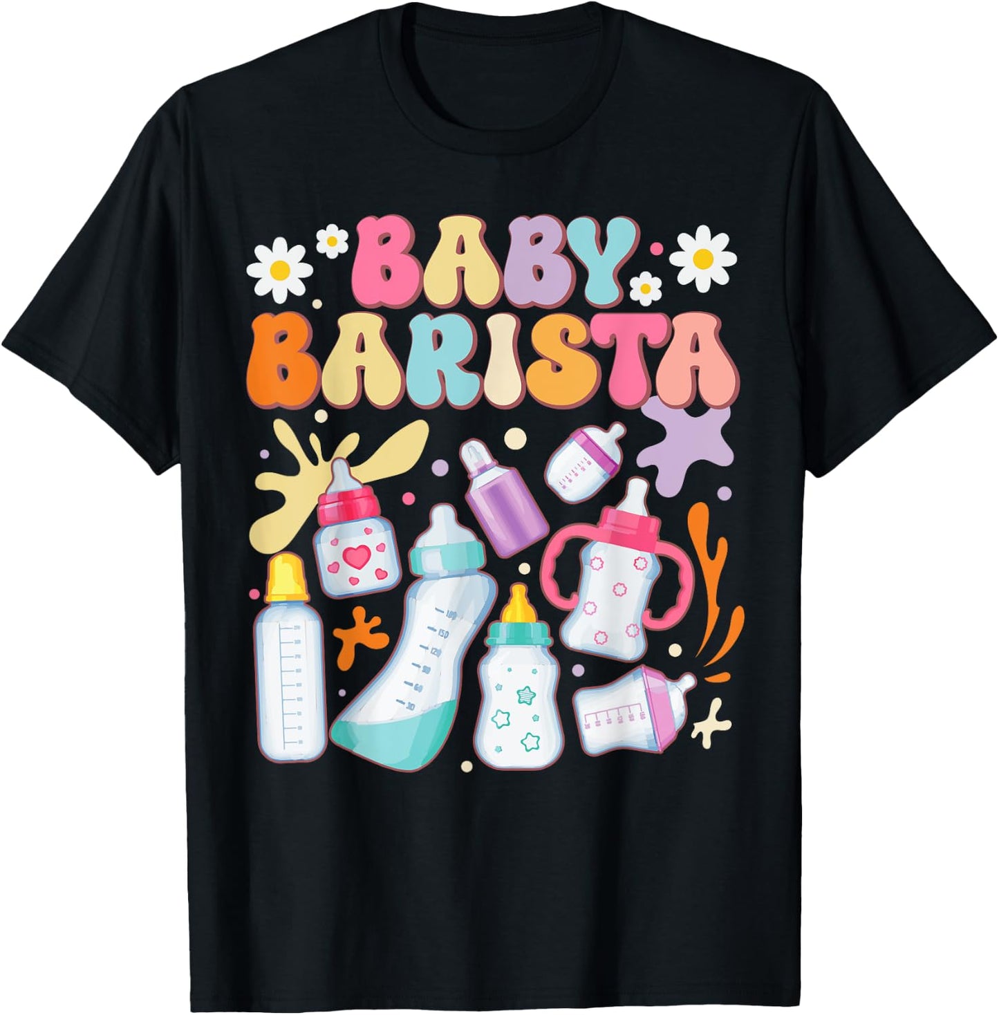 Funny Baby Barista: Milk Bottle NICU Nurse T-Shirt - T-Shirt | Black