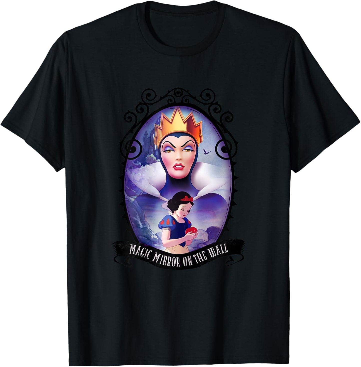 Disney Snow White Magic Mirror Graphic , white, Female X-Small T-Shirt - T-Shirt | Black