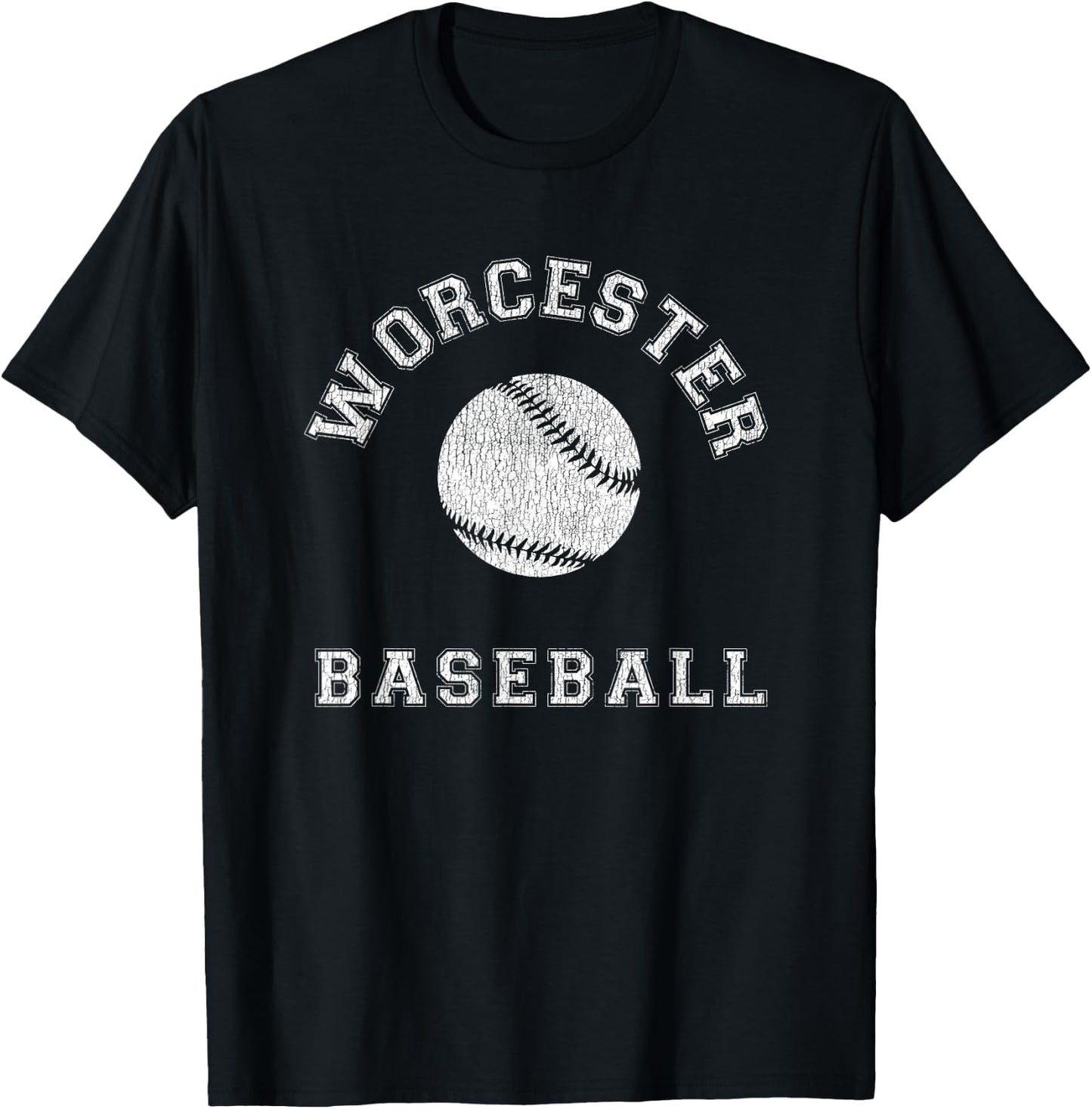Worcester Baseball Distressed Retro Classic T-Shirt - T-Shirt | Black