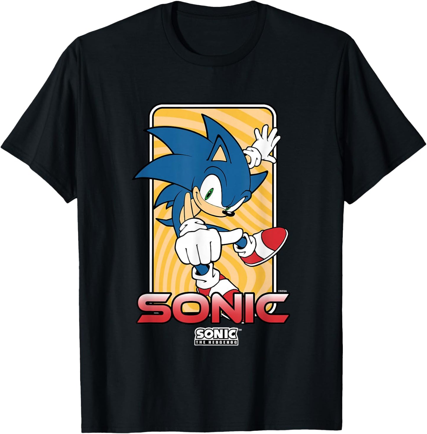 Sonic The Hedgehog Thumbs Up Wavy Portrait T-Shirt - T-Shirt | Black
