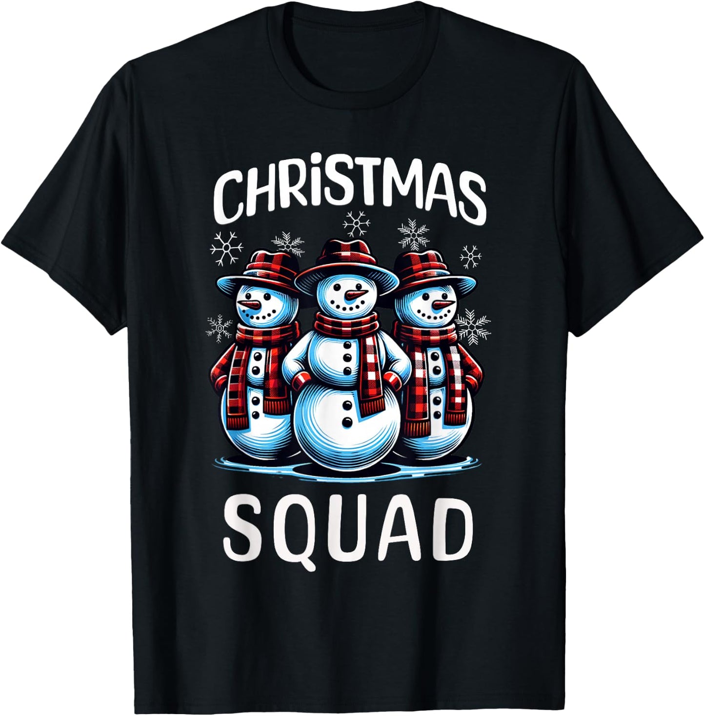 Snowman Family Group Matching Christmas Squad T-Shirt - T-Shirt | Black