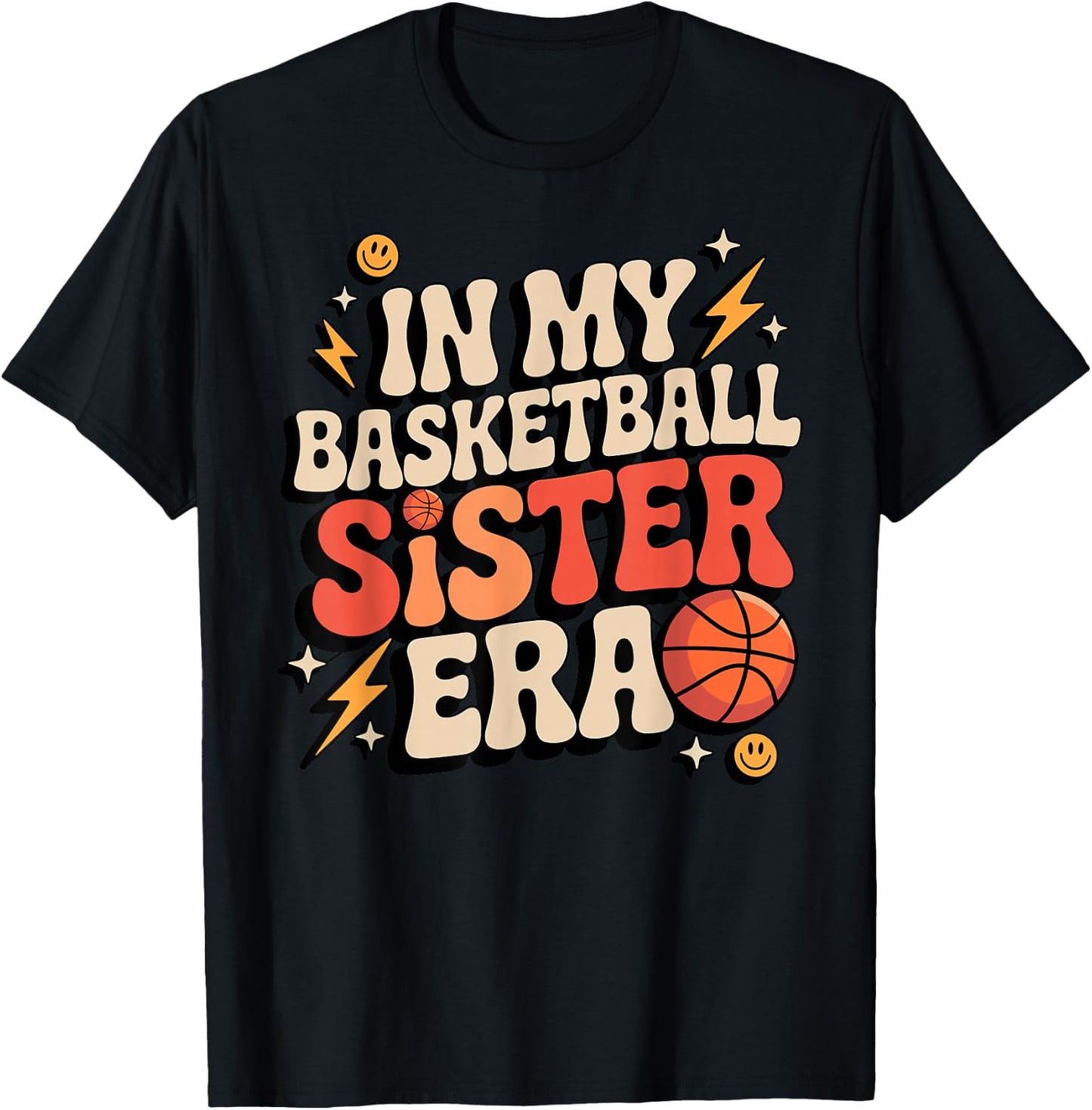 Groovy I My Basketball Sister Era Brother Player Hoops Fan T-Shirt - T-Shirt | Black