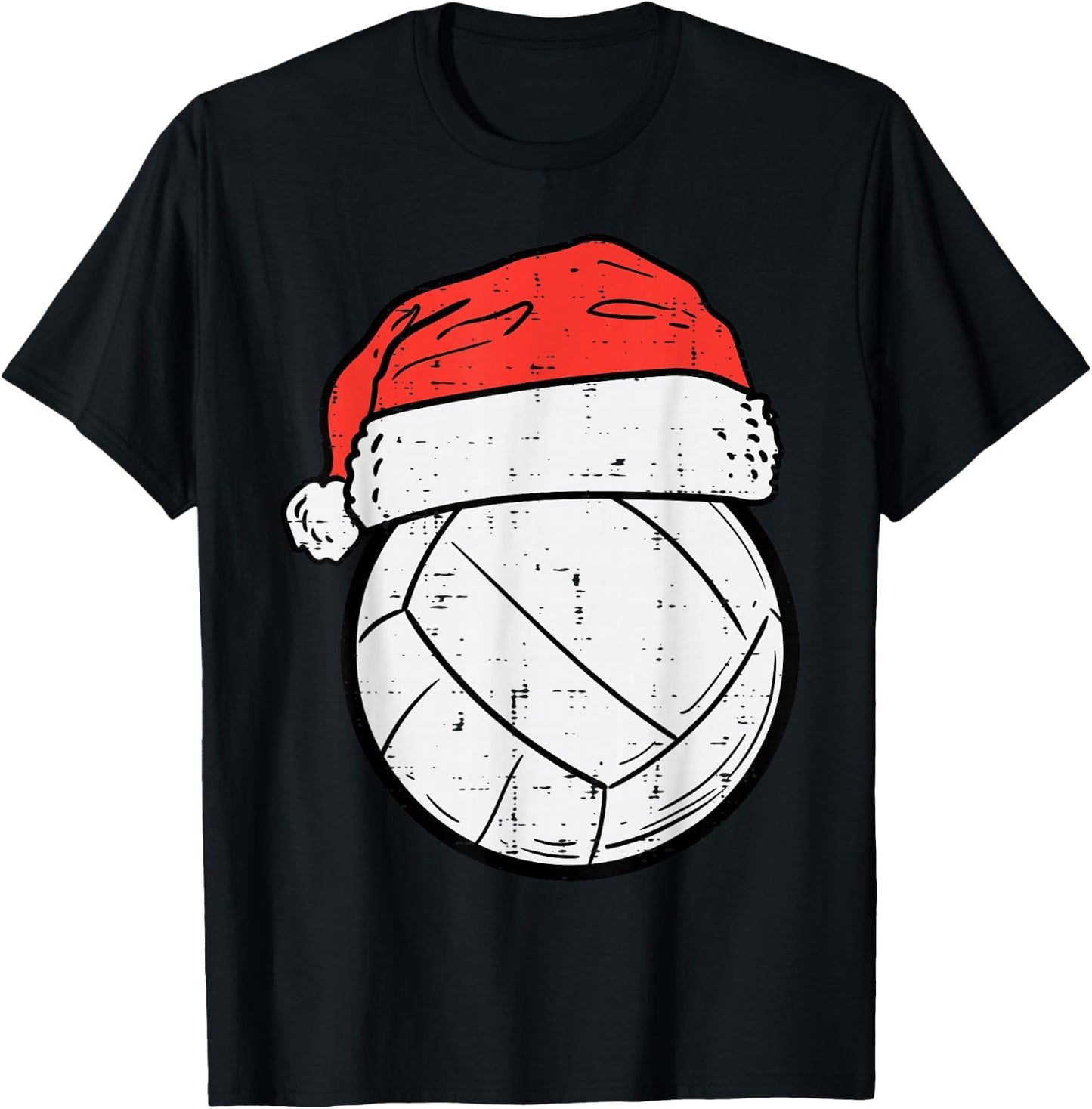 Volleyball Santa Hat Sports Christmas Xmas T-Shirt - T-Shirt | Black