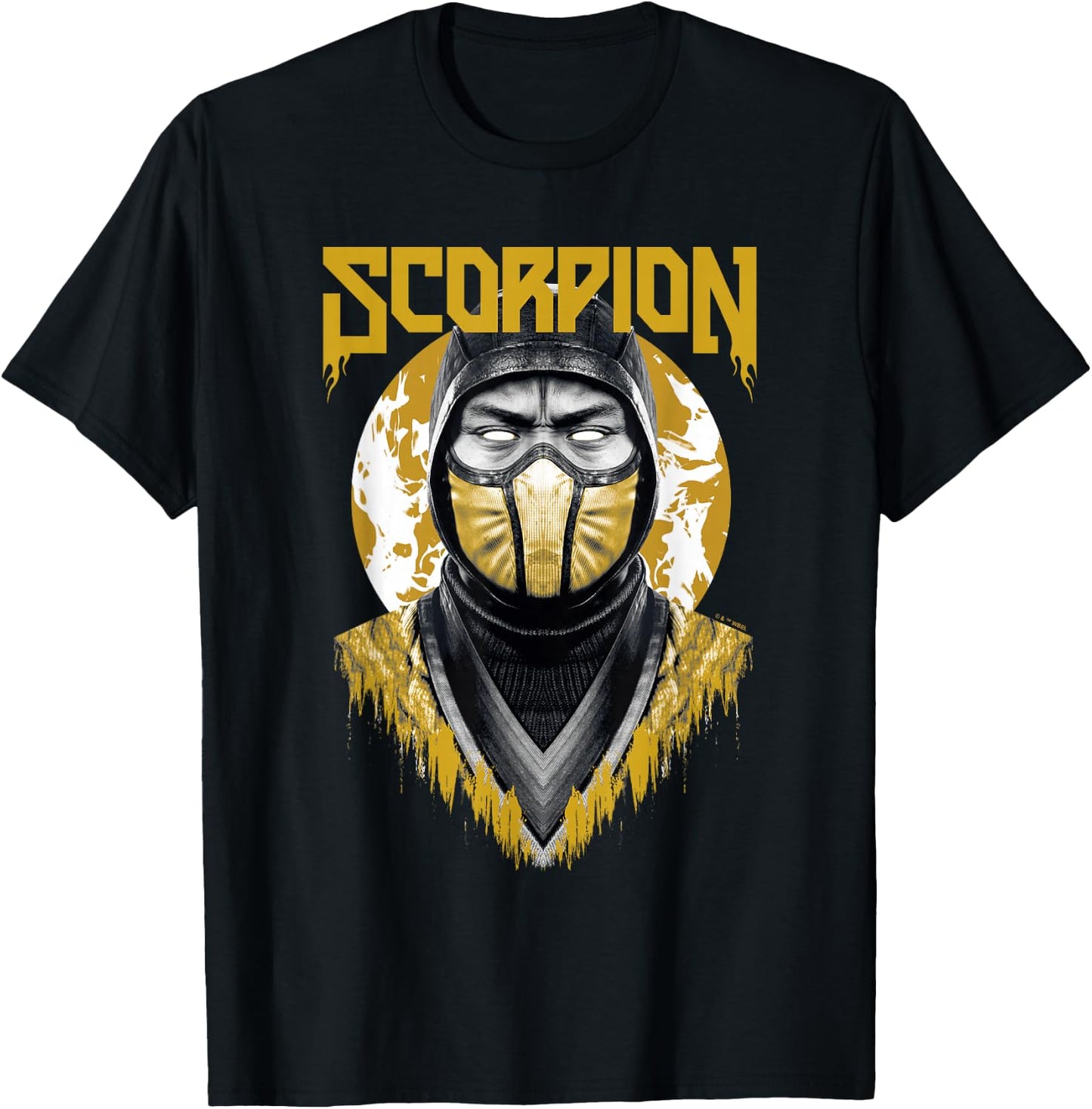 Mortal Kombat Klassic Scorpion Big Face Bust Portrait Logo T-Shirt - T-Shirt | Black