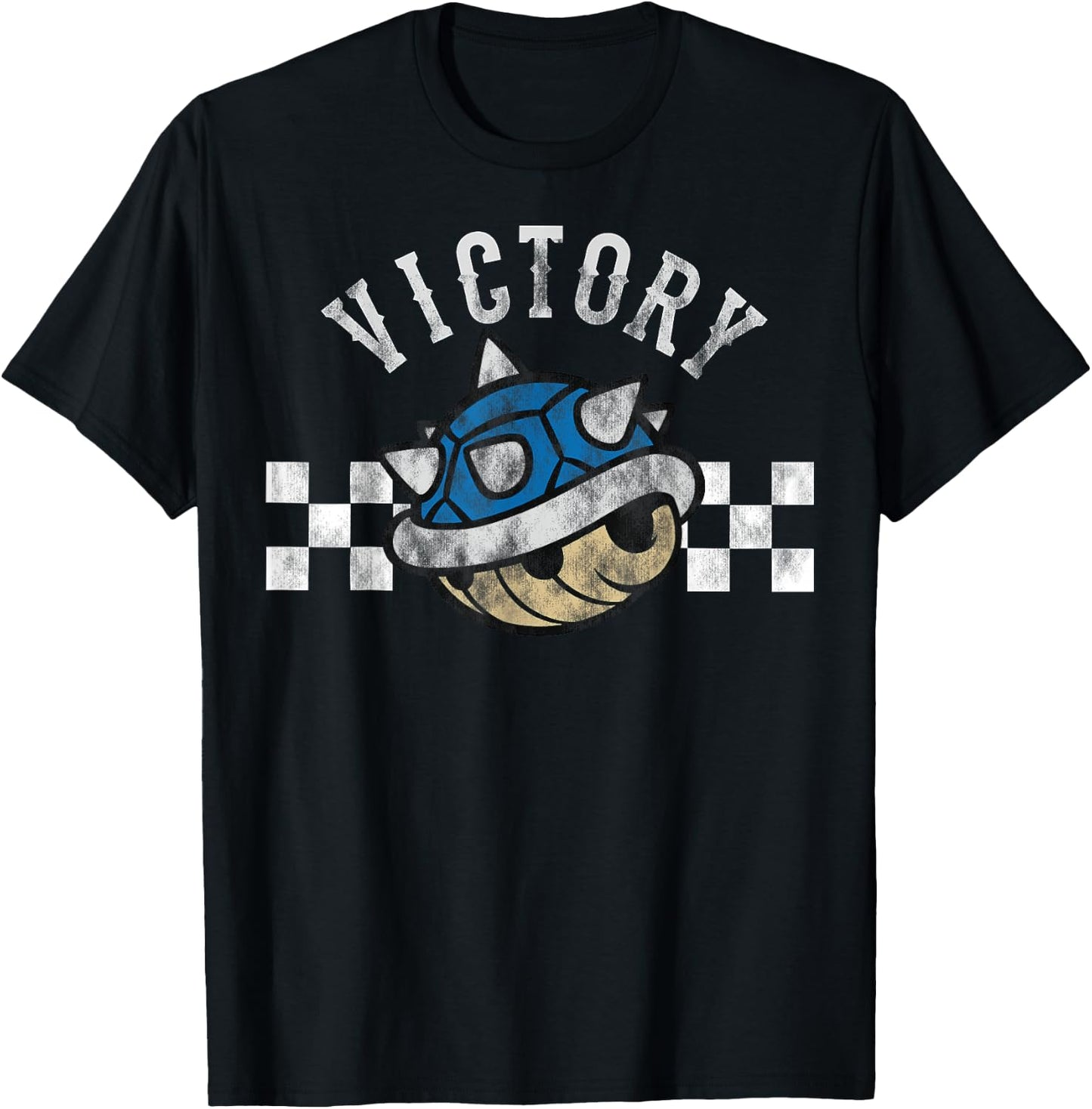 Nintendo Mario Kart Blue Shell Victory Finish Line T-Shirt - T-Shirt | Black