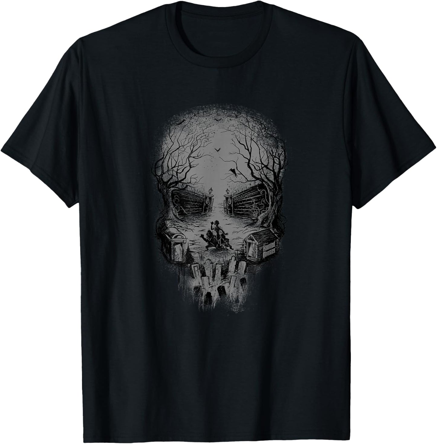 The Haunted Mansion Skull Shaped Graveyard Wide Shot T-Shirt - T-Shirt | Black
