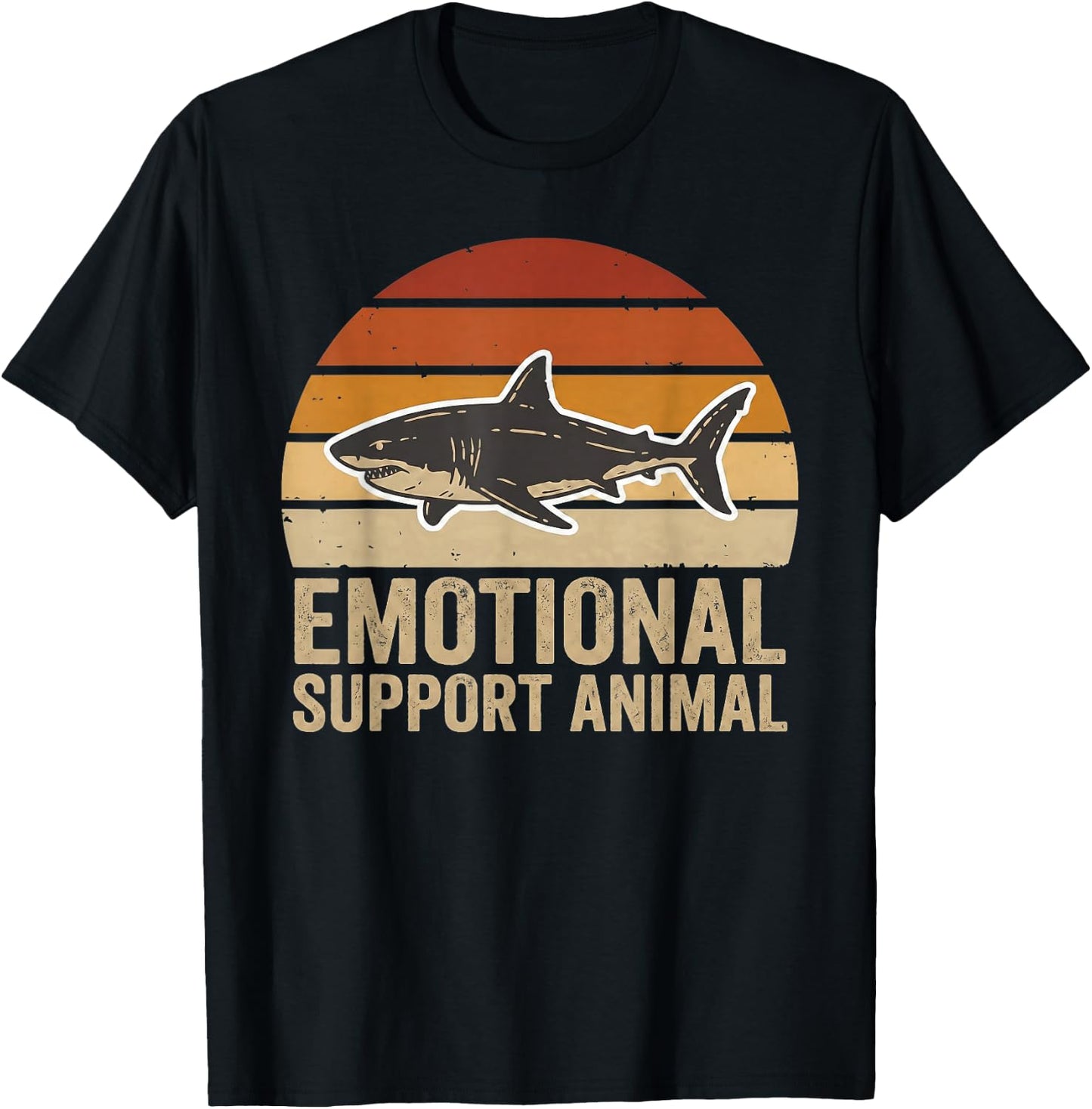 Support Animal Shark Emotional Funny Vintage Sea Creature T-Shirt - T-Shirt | Black