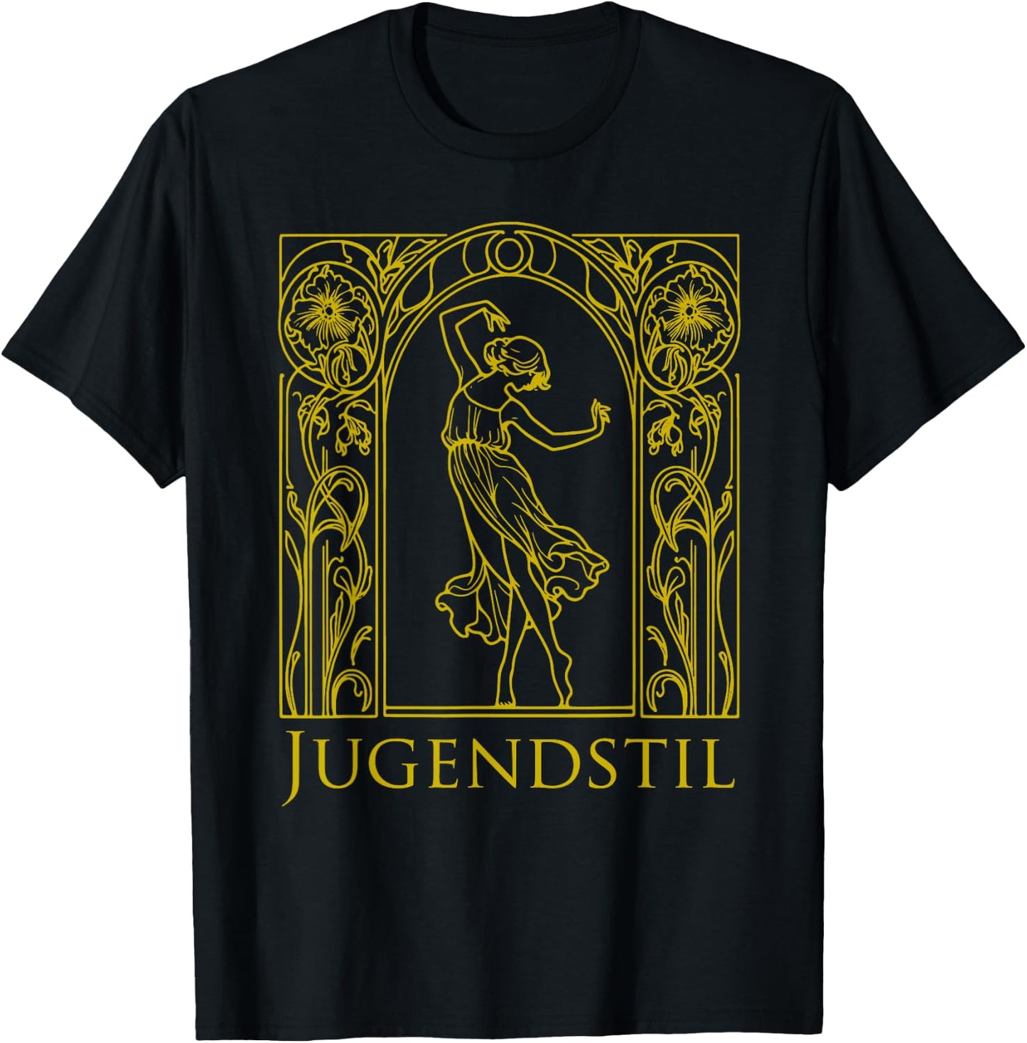 Jugendstil Dancing Woman Art Nouveau Design Vintage Flower T-Shirt - T-Shirt | Black