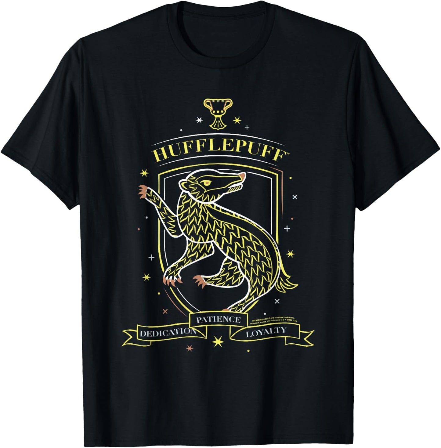 Harry Potter Hand Drawn Hufflepuff Shield T-Shirt - T-Shirt | Black