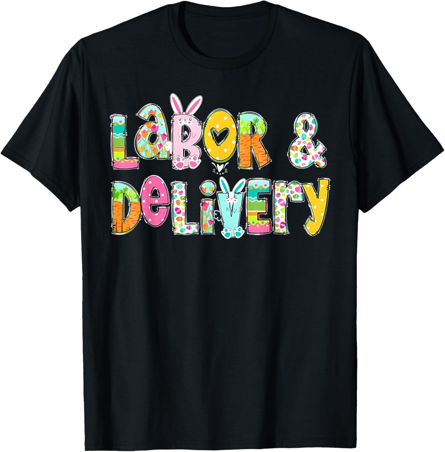 Labor And Delivery Easter Group Matching Team Easter Nurse T-Shirt - T-Shirt | Black
