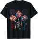 Red Blue White Three Cute Pigs On Floral 4th July Patriotic T-Shirt - T-Shirt | Black