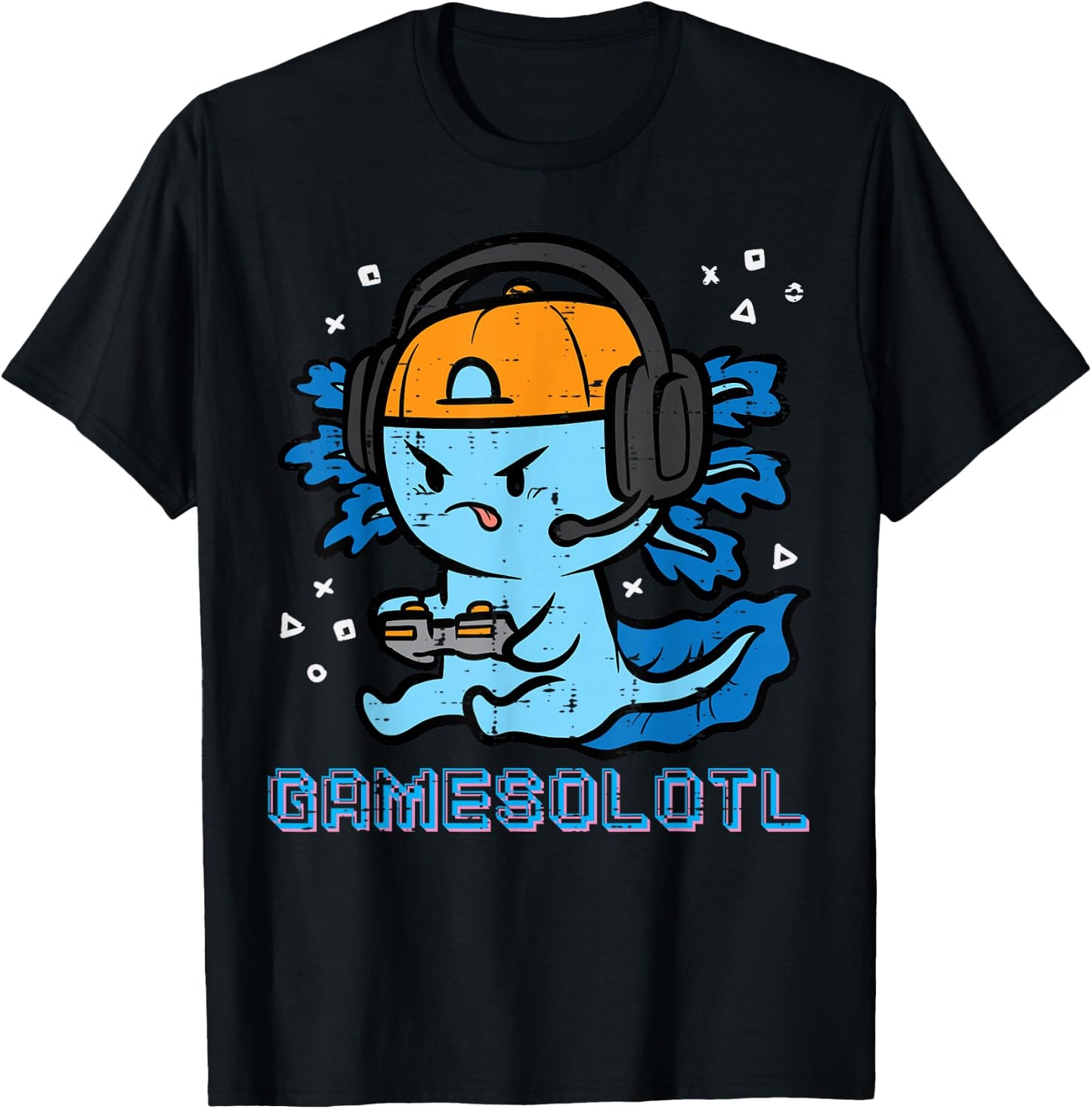 Gamer Axolotl Gamesolotl Fun Gaming Men Boys Kids Youth Teen T-Shirt - T-Shirt | Black