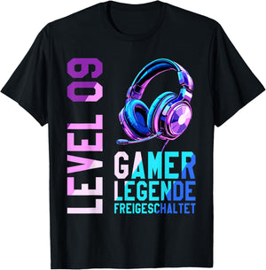 9. Geburtstag Junge Mädchen Gaming Level 9 Jahre T-Shirt - T-Shirt | Black