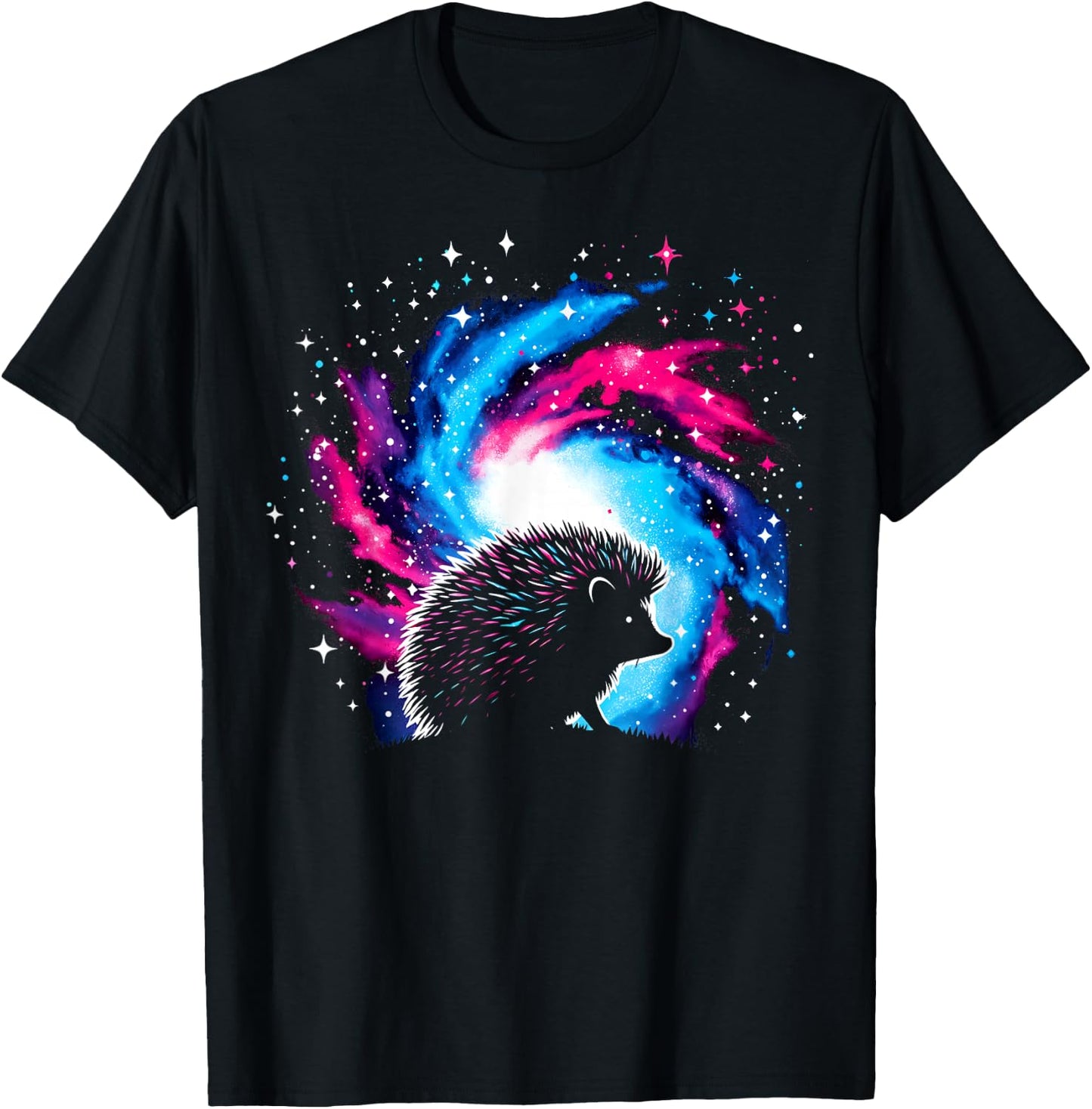 Cool Cosmic Hedgehog Galaxy Graphic Space Art T-Shirt - T-Shirt | Black