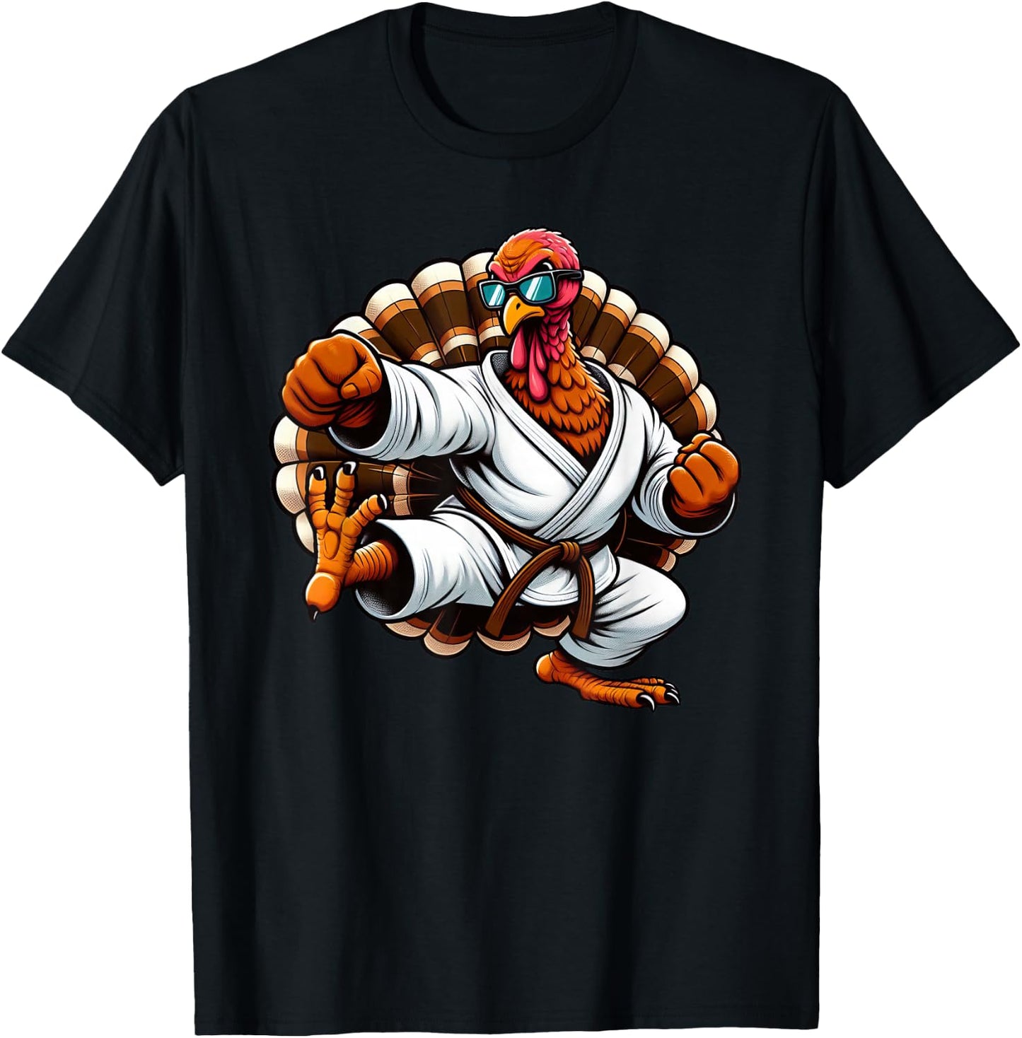 Funny Turkey Thanksgiving Karate Judo Martial Arts Kids T-Shirt - T-Shirt | Black