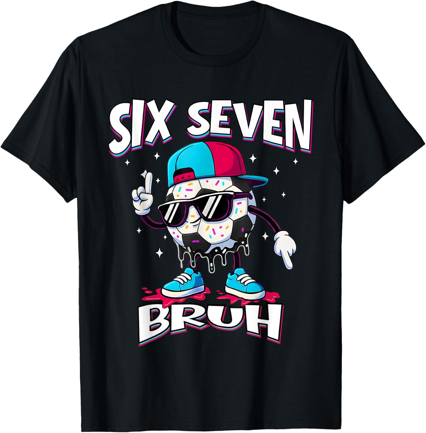 Fußball 67 Meme Six Seven Fußball 67 Jungen Mädchen T-Shirt - T-Shirt | Black