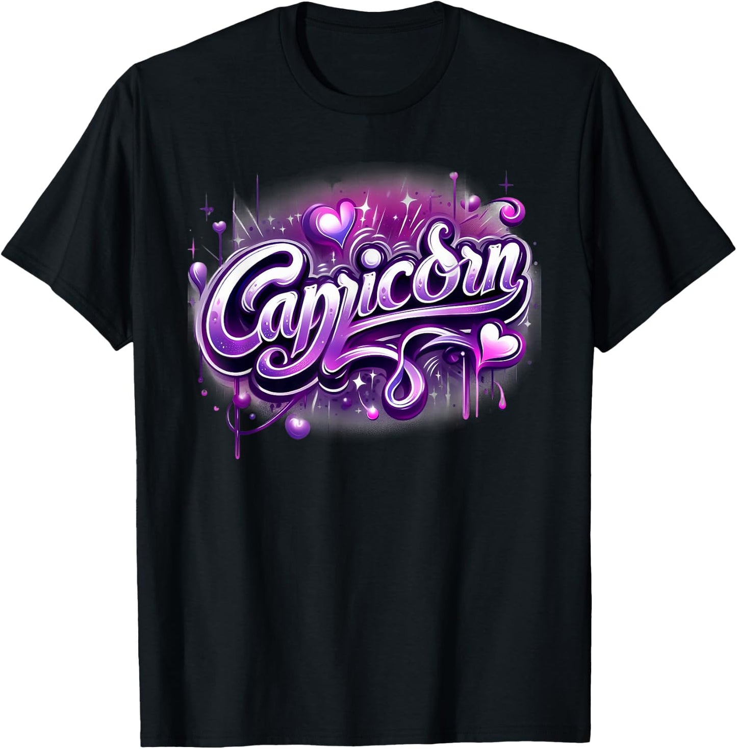 Zodiac Sign Capricorn Pink and Purple T-Shirt - T-Shirt | Black