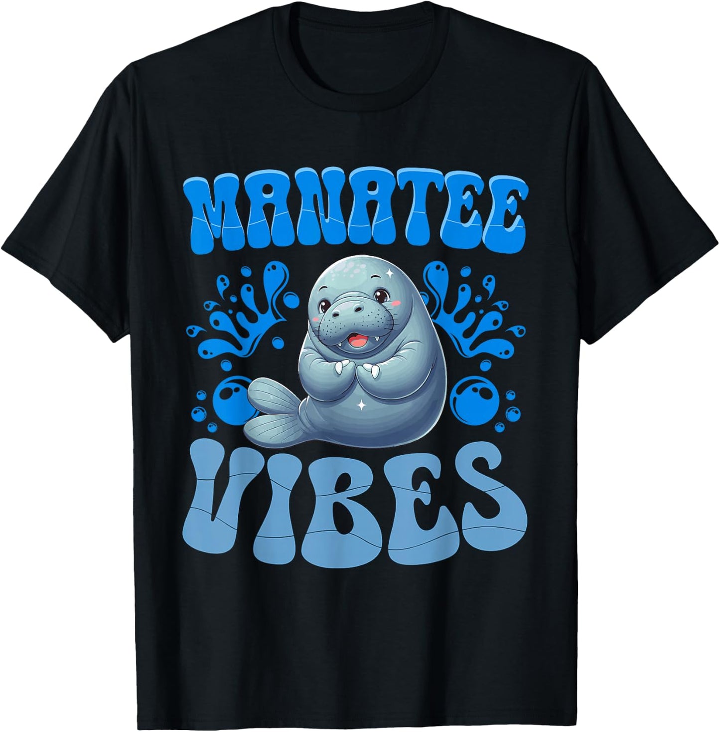 Cute Ocean Animal Manatees Lover Manatee Vibes T-Shirt - T-Shirt | Black