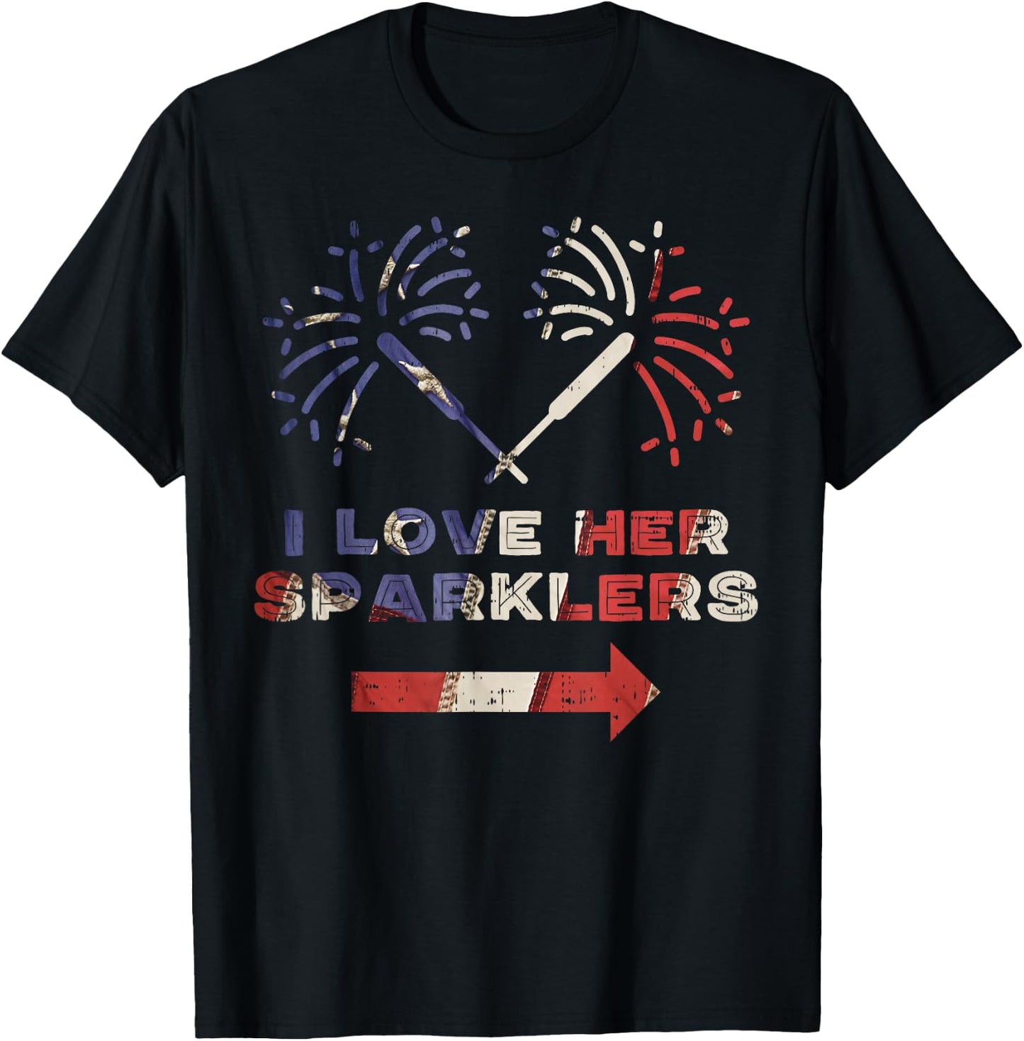 Love Her Sparklers Matching Couple 4th Of July Men Boyfriend T-Shirt - T-Shirt | Black
