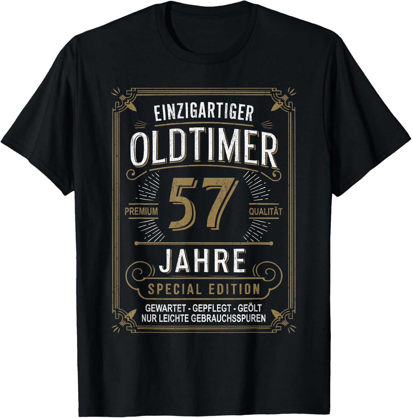 57th Birthday Man Woman 57 Years Decoration Funny Gift , black T-Shirt - T-Shirt | Black