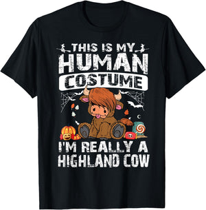 This is My Human Costume I'm Really A Highland Cow Halloween T-Shirt - T-Shirt | Black