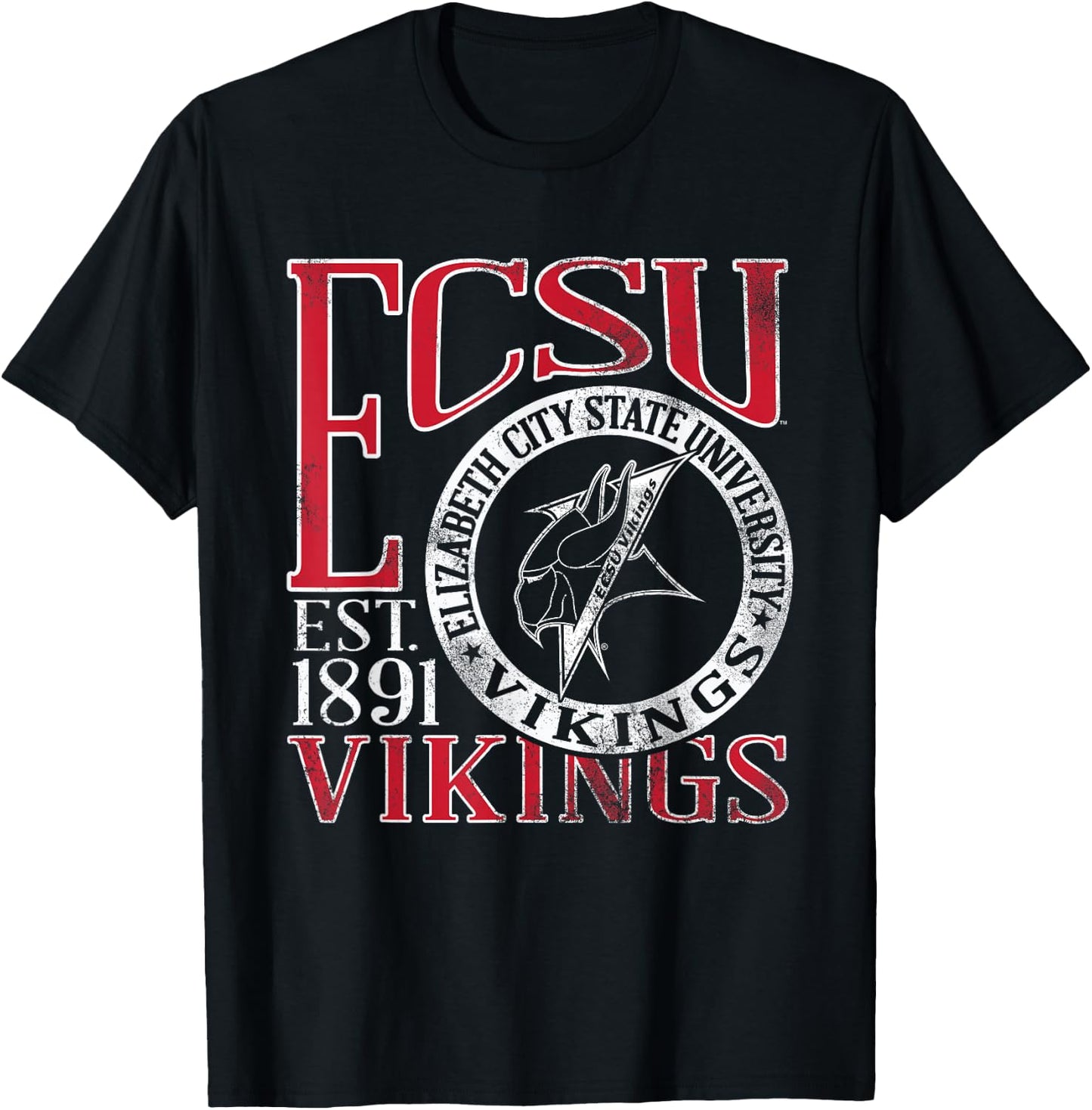 Elizabeth City State Vikings Vintage Dibs Blue T-Shirt - T-Shirt | Black