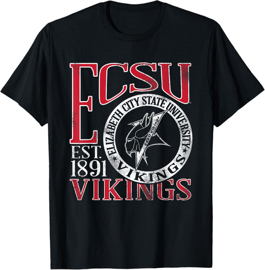 Elizabeth City State Vikings Vintage Dibs Blue T-Shirt - T-Shirt | Black