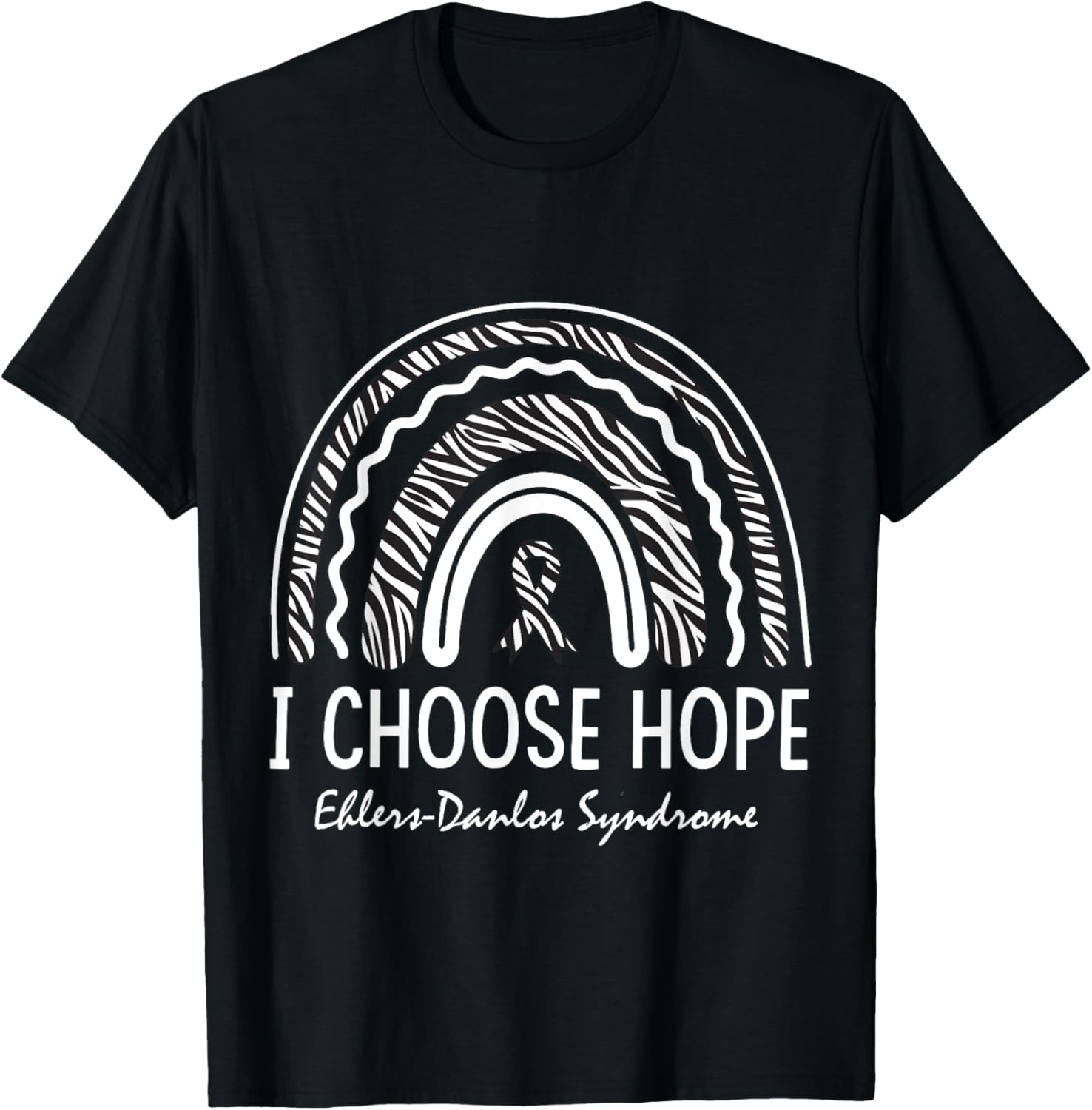 Ehlers-Danlos Syndrome EDS awareness zebra rainbow support T-Shirt - T-Shirt | Black