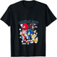 Sonic The Hedgehog Birthday Cre Group Shot Big Chest Logo V-Neck T-Shirt - T-Shirt | Black