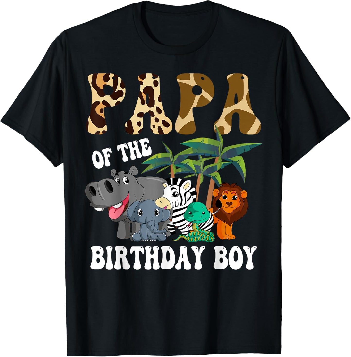 Papa of the Birthday Boy Zoo Bday Safari Celebration T-Shirt - T-Shirt | Black