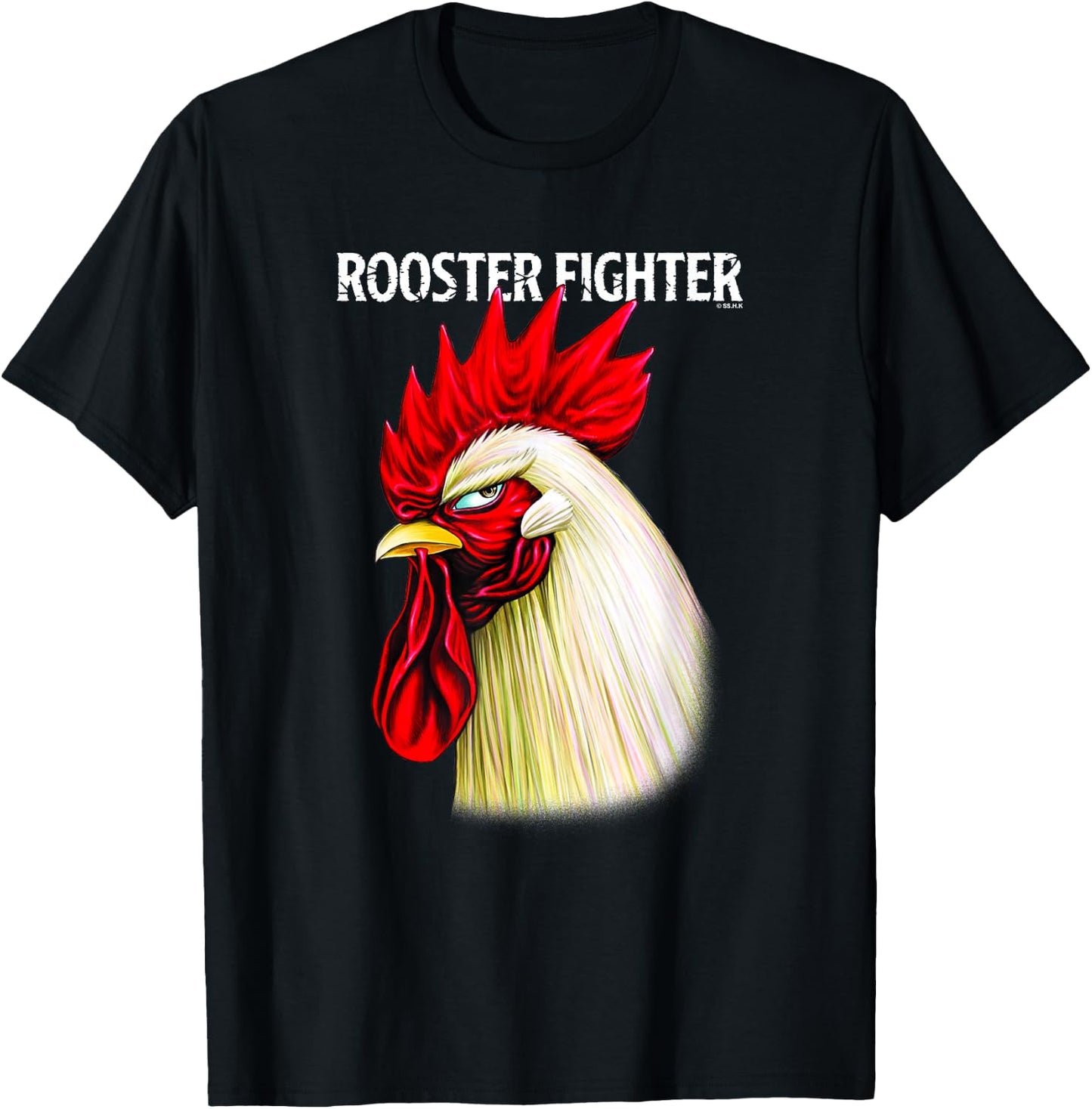 Rooster Fighter Keiji Side Profile Mean Mug Stare Down T-Shirt - T-Shirt | Black