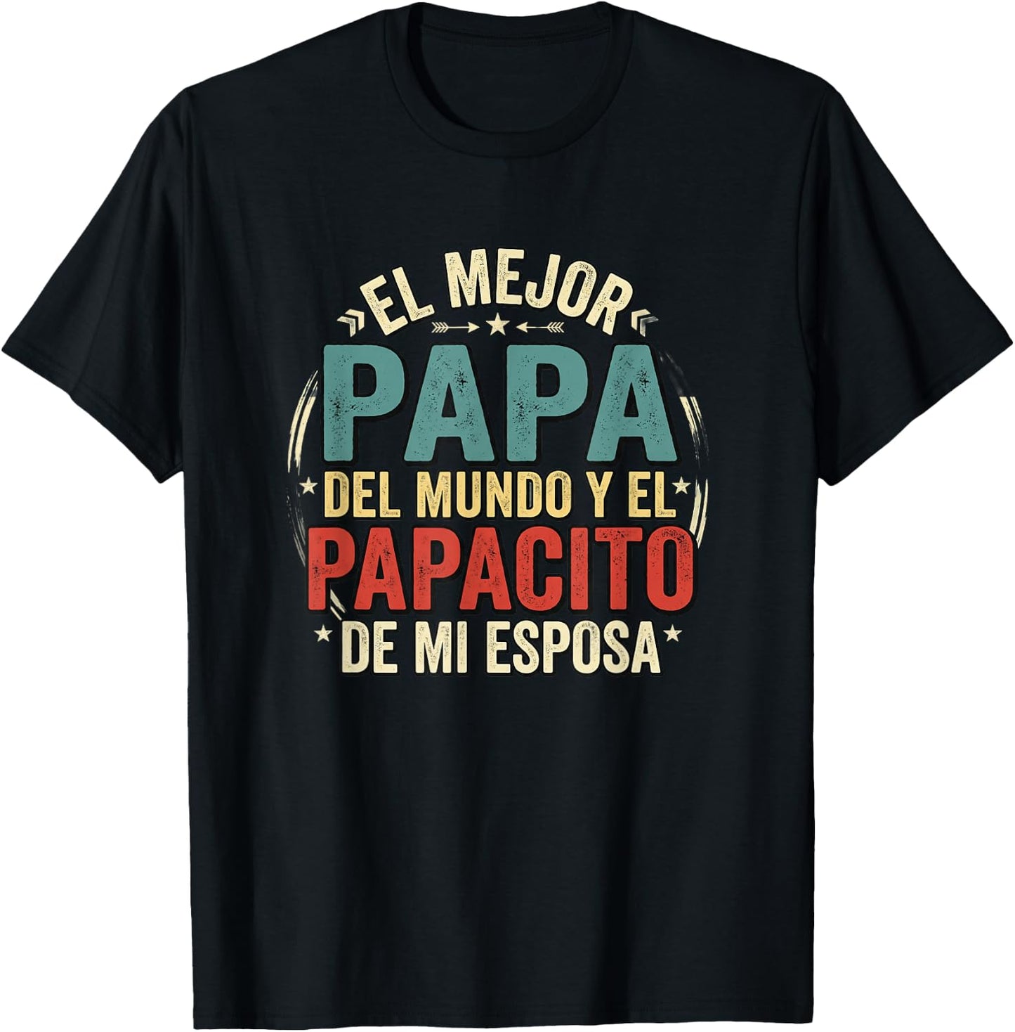 El Mejor Papa Del Mundo Camiseta En Espanol Padre Latino T-Shirt - T-Shirt | Black