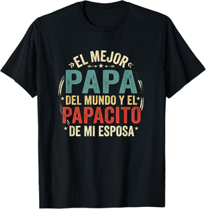El Mejor Papa Del Mundo Camiseta En Espanol Padre Latino T-Shirt - T-Shirt | Black
