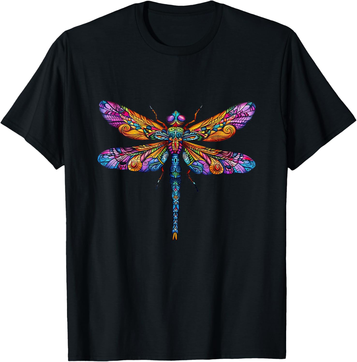 Colorful Dragonfly Splendor T-Shirt - T-Shirt | Black
