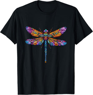 Colorful Dragonfly Splendor T-Shirt - T-Shirt | Black