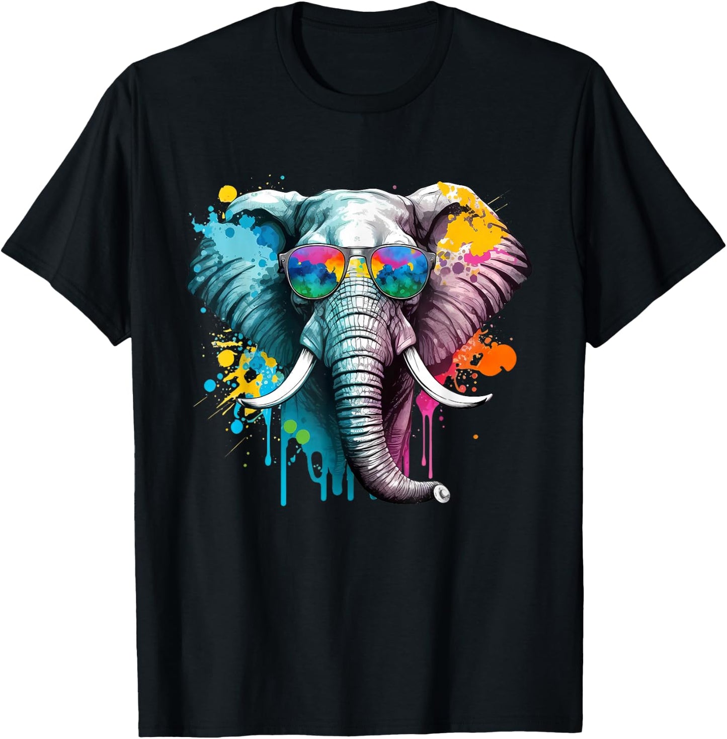 Cool colourful elephant for elephant lovers , black T-Shirt - T-Shirt | Black