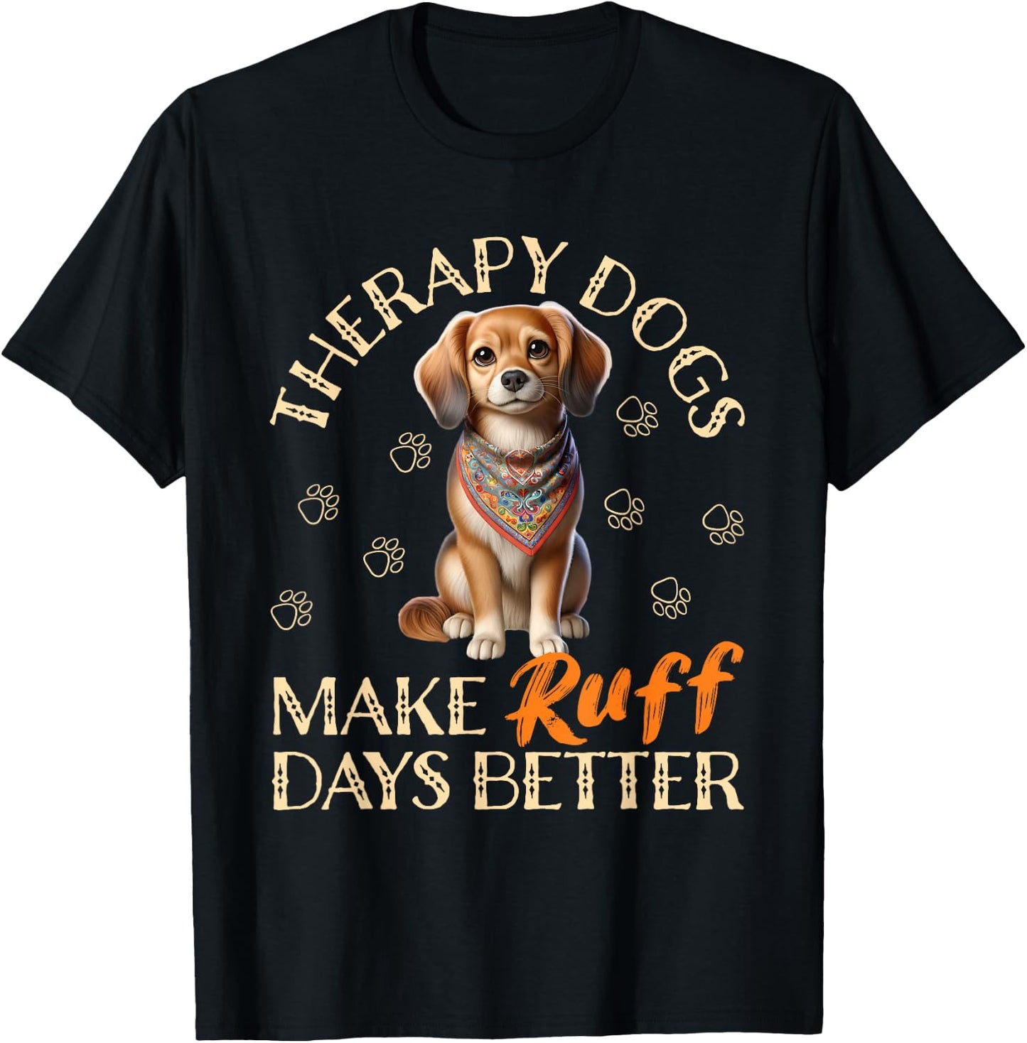 Therapy Dog Team Men Women Kids T-Shirt - T-Shirt | Black