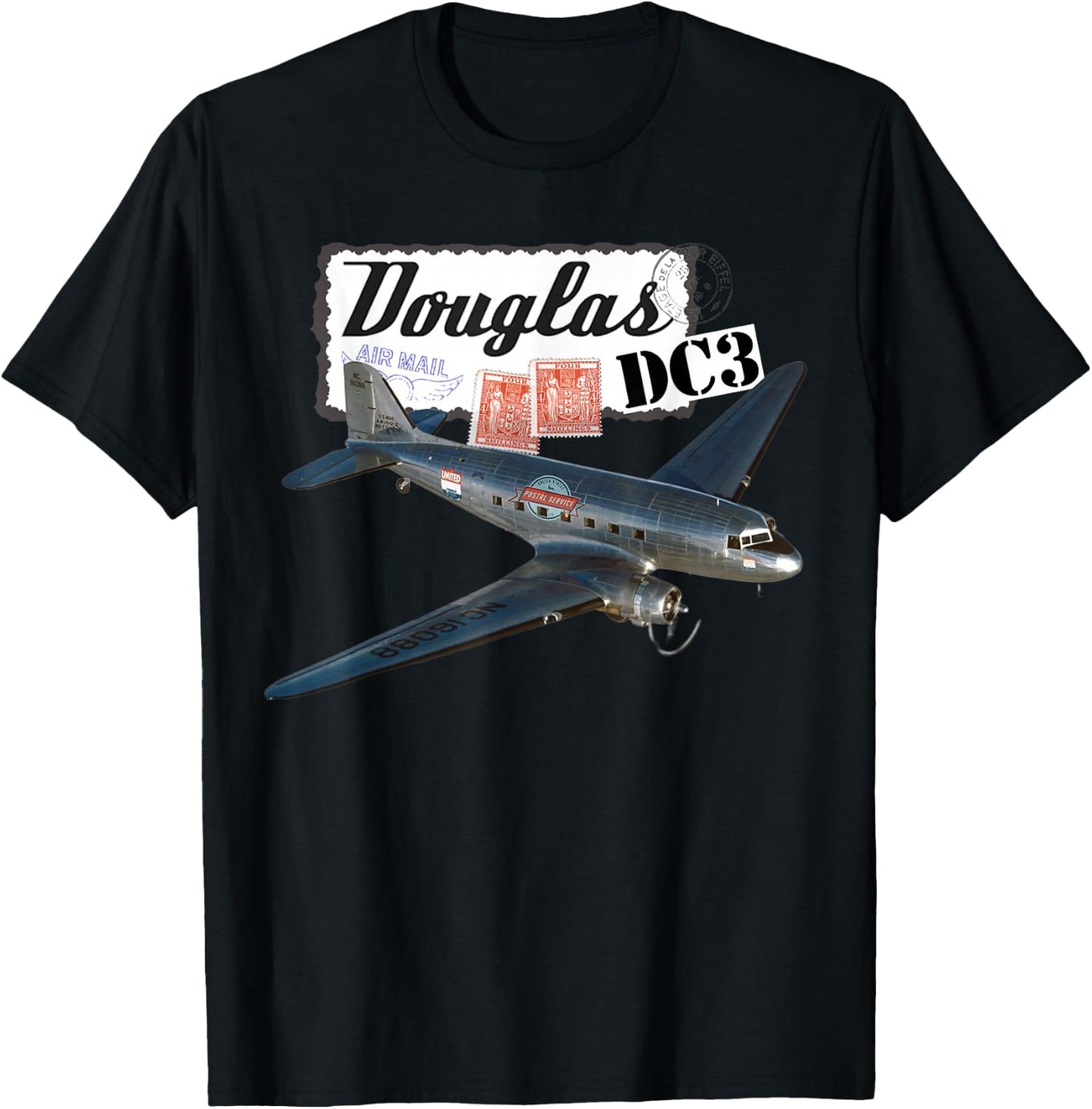 Douglas DC3 Flugzeug, Retro, Vintage, 1930er Jahre T-Shirt - T-Shirt | Black