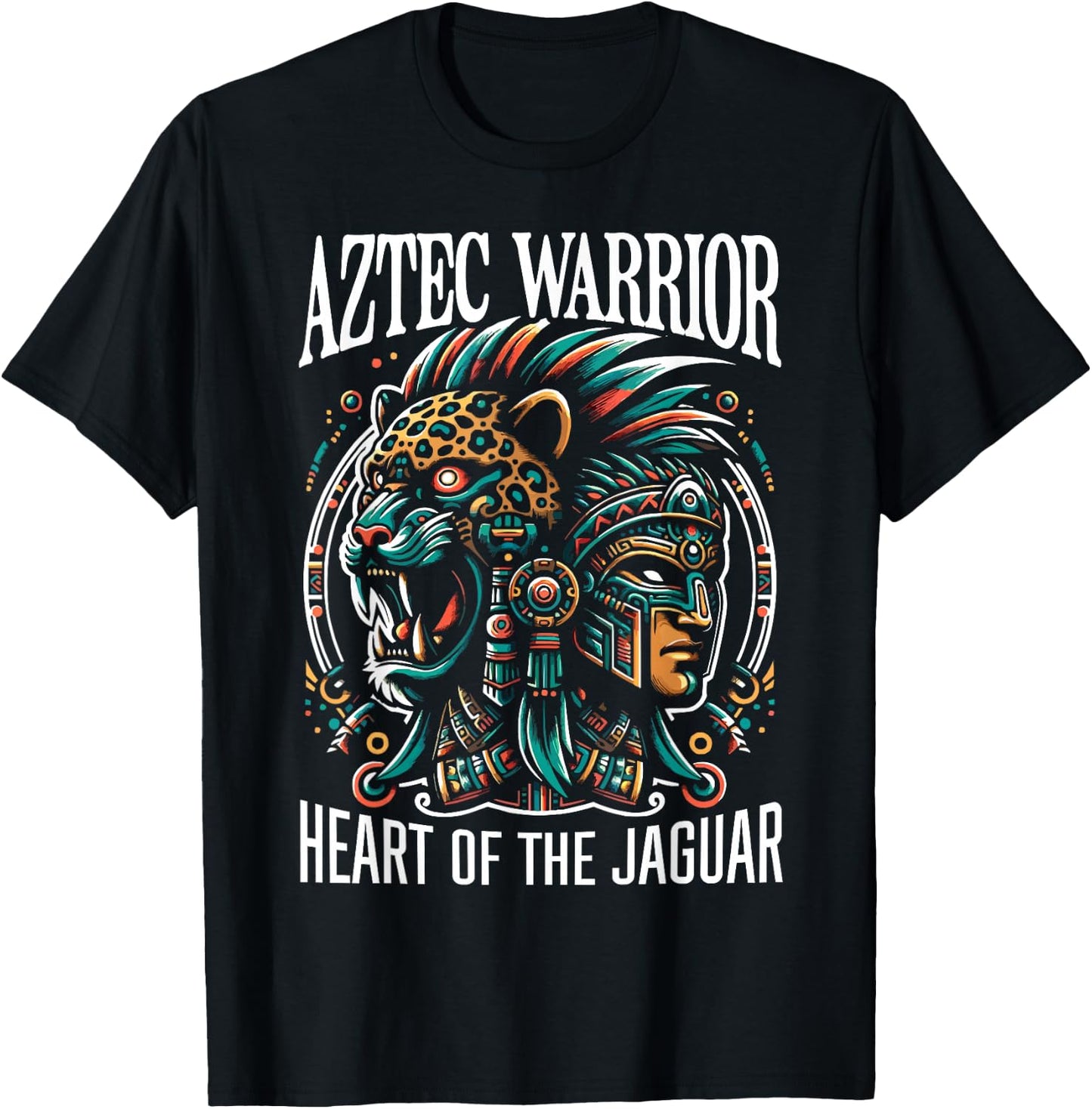Aztec Jaguar Warrior Aztec Culture Mayan Indigenous T-Shirt - T-Shirt | Black