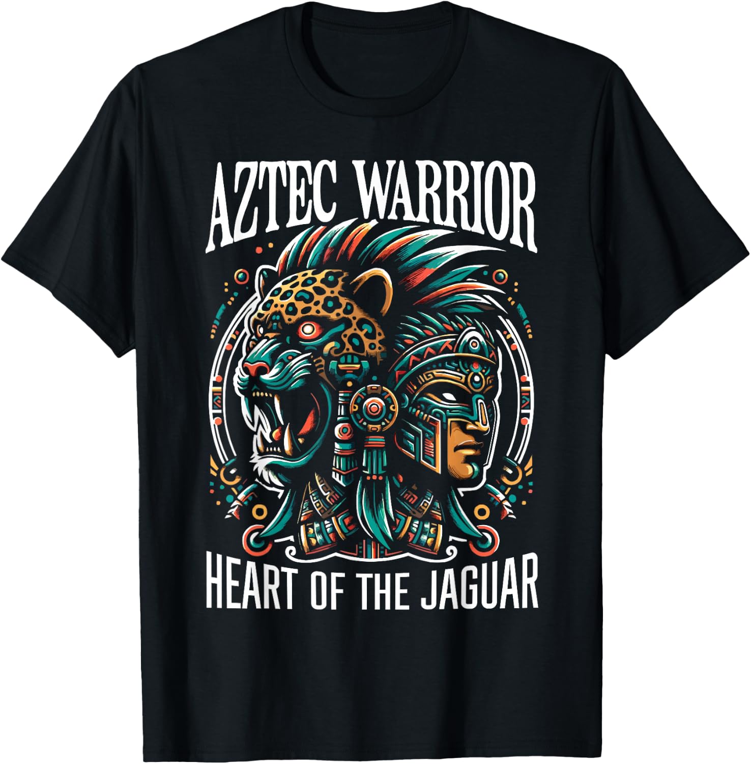 Aztec Jaguar Warrior Aztec Culture Mayan Indigenous T-Shirt - T-Shirt | Black