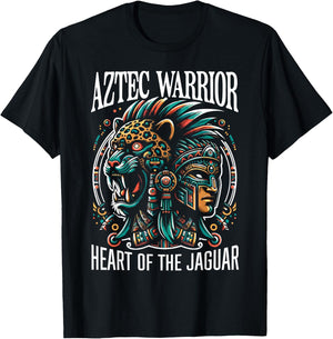 Aztec Jaguar Warrior Aztec Culture Mayan Indigenous T-Shirt - T-Shirt | Black